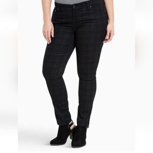 NWT Black Plaid Skinny Jeans High Rise Stretch Workwear Office Chic Size 22R